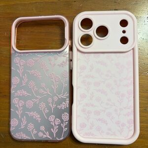 2 Iphone 17 Pro Floral Pink Phone Cases